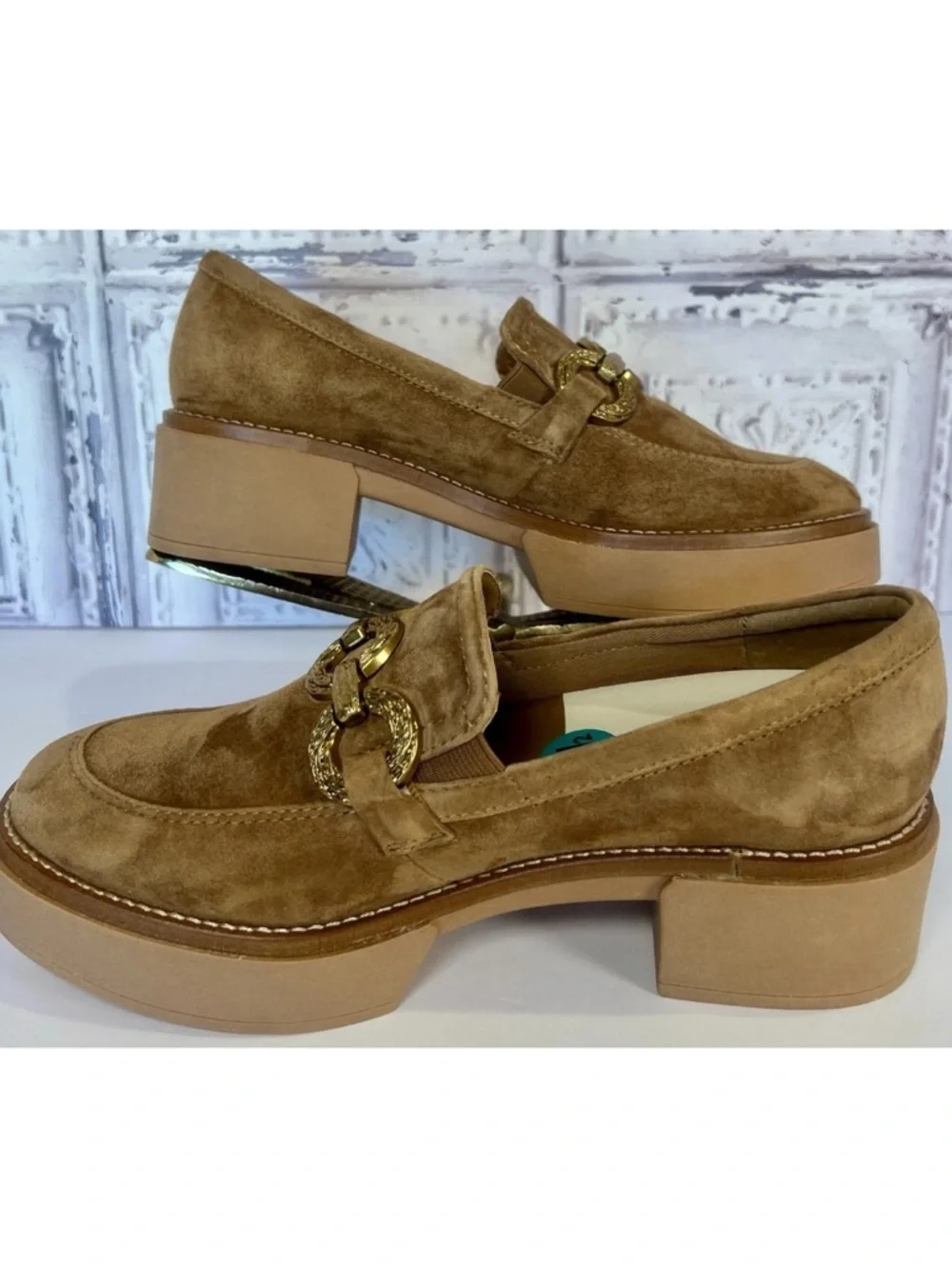 🆕 DOLCE VITA women's sheena loafers chestnut brown suede chain detail 7.5